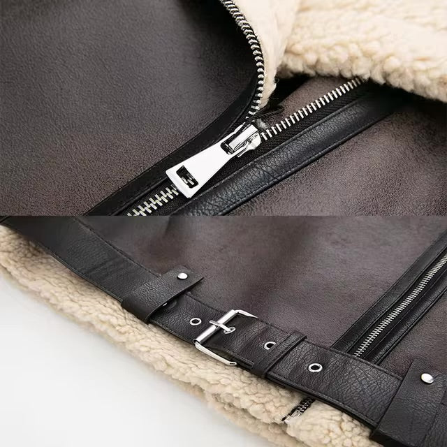Leather faux fur jacket