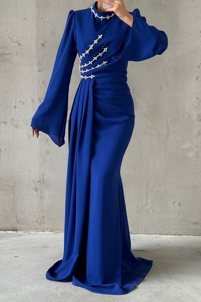Crêpe Abendkleid mit Steindetails