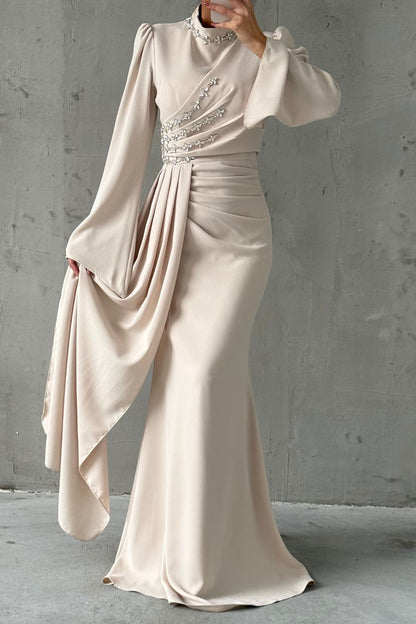 Crêpe Abendkleid mit Steindetails