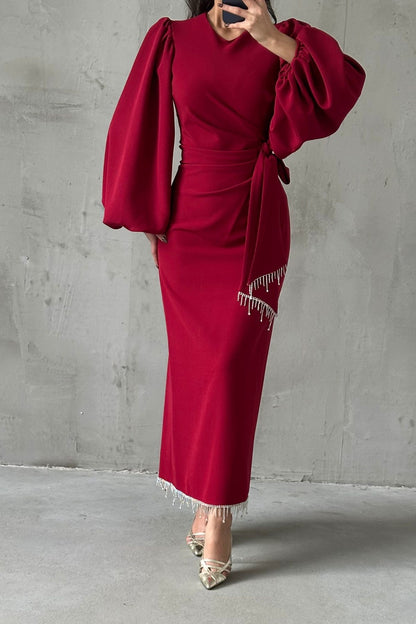 Hijab mit detaillierter Taille aus Crêpe