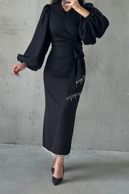 Hijab mit detaillierter Taille aus Crêpe