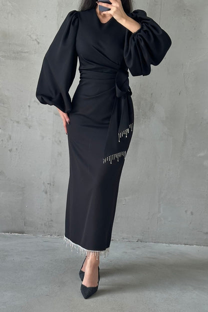 Hijab mit detaillierter Taille aus Crêpe